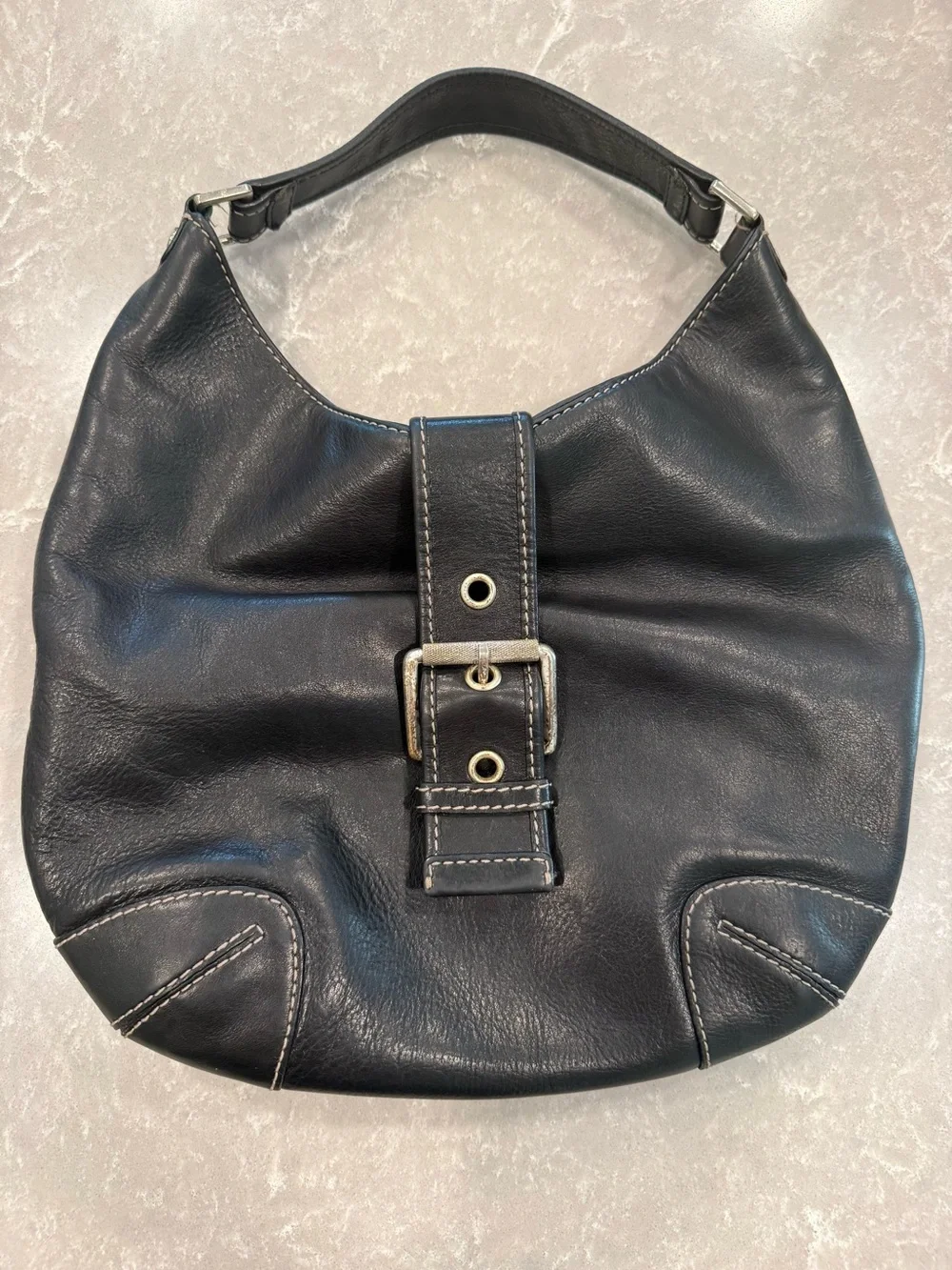 Michael Kors Black Leather Hobo Shoulder Bag Buckle Y2K Slouchy